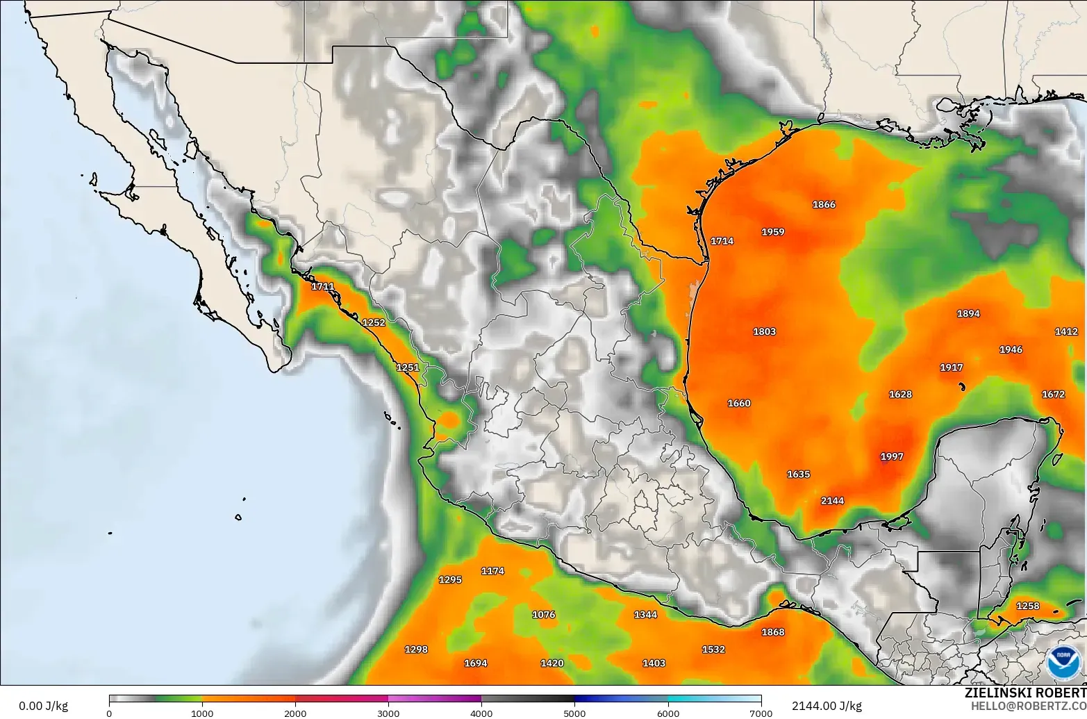 GFS modelo - México, CAPE