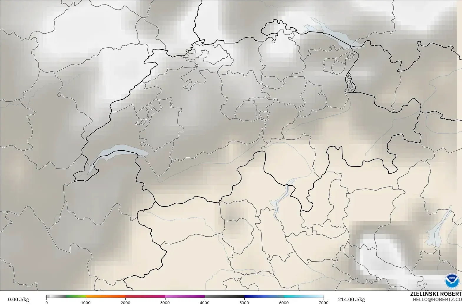 GFS modelo - Suiza, CAPE
