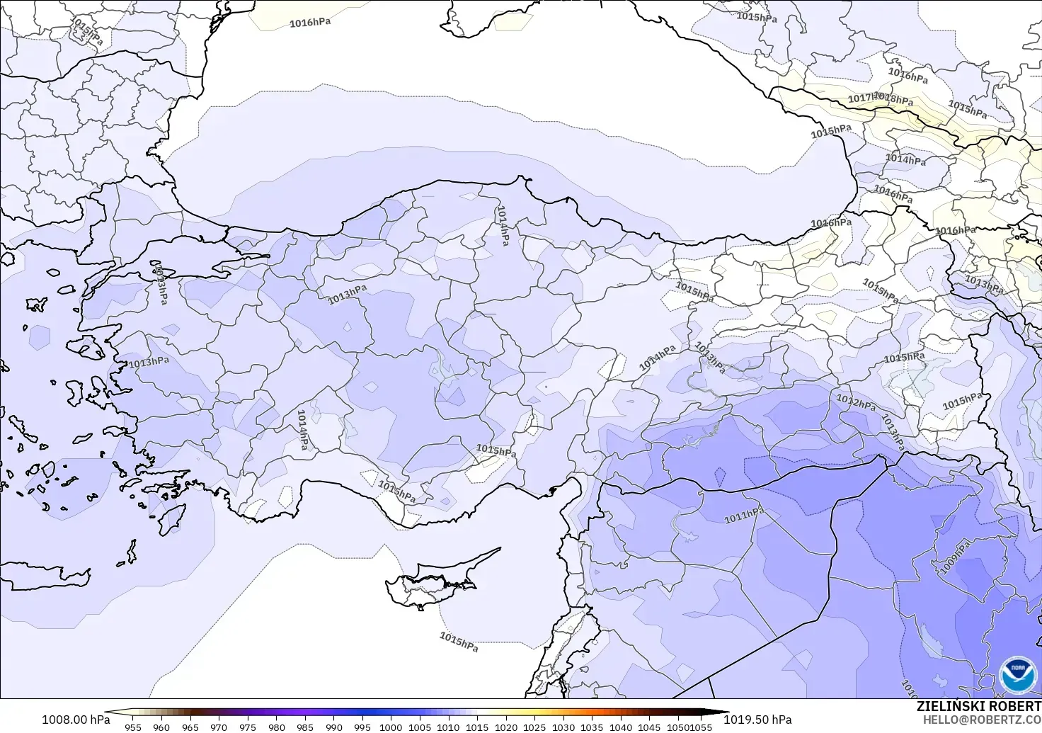 GFS modelo - Turquía, Presión