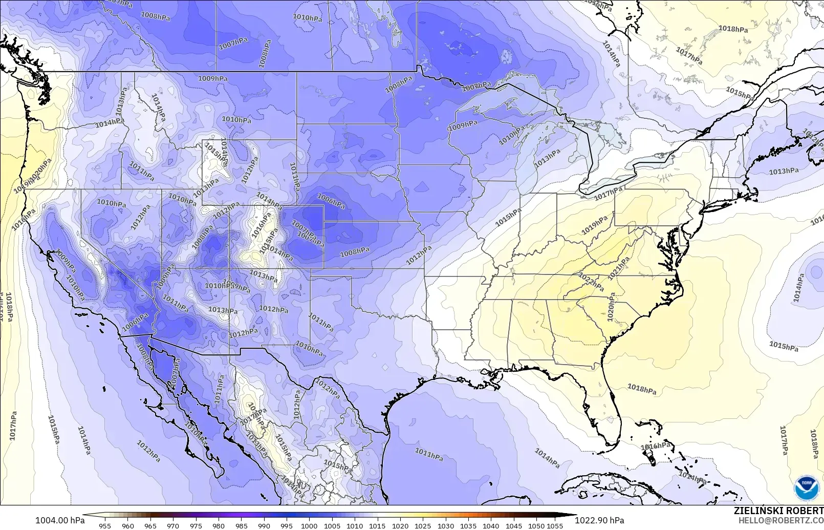 GFS modelo - Estados Unidos, Presión