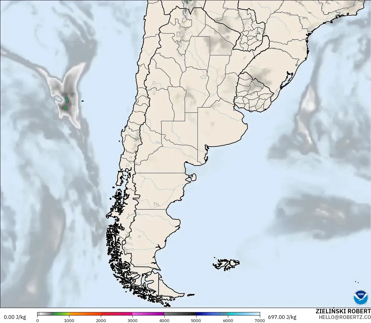 GFS modelo - Argentina, CAPE