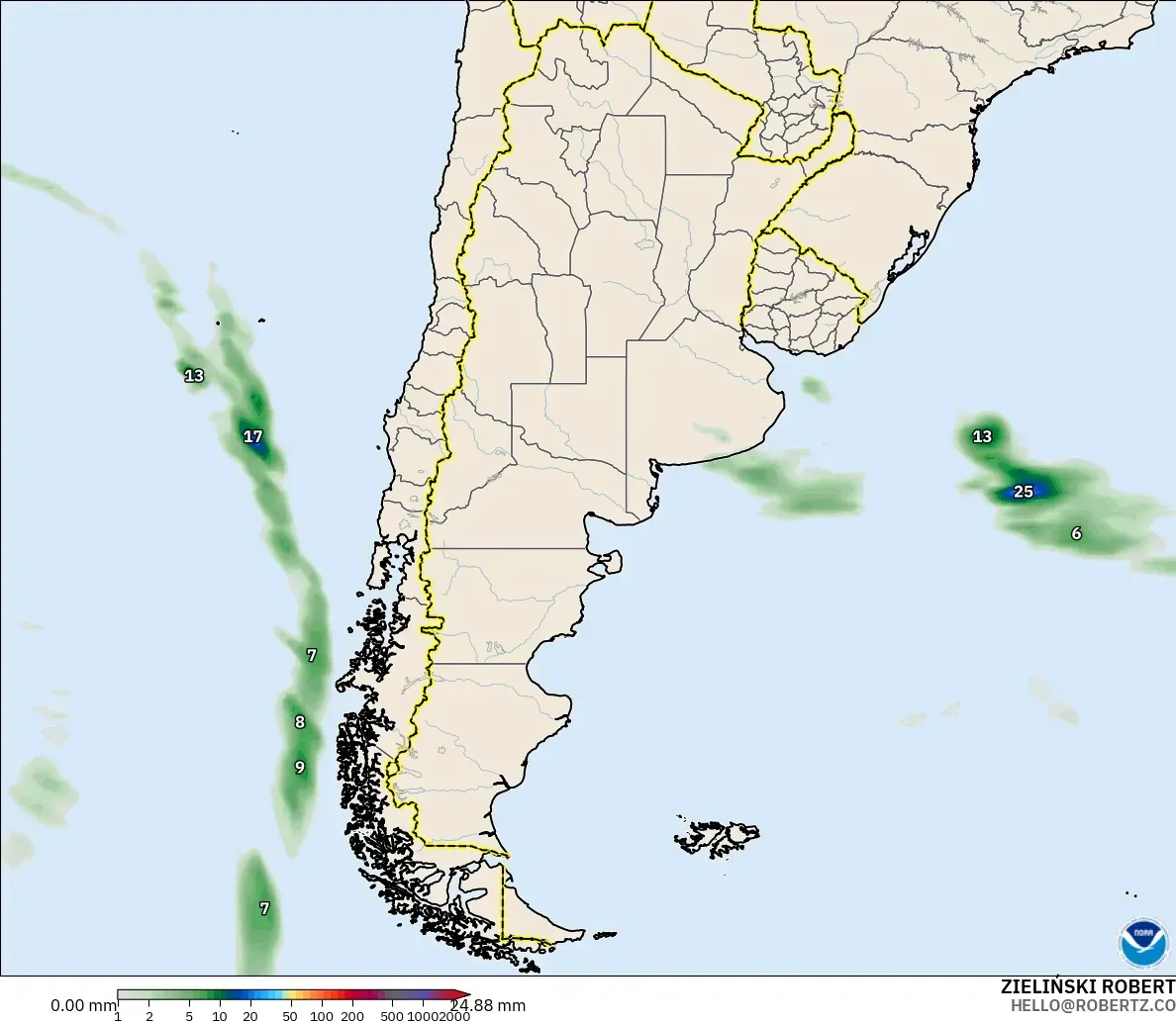 GFS modelo - Argentina, Acumulación de precipitación