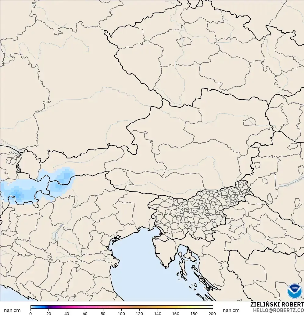 GFS modelo - Austria, Profundidad de nieve