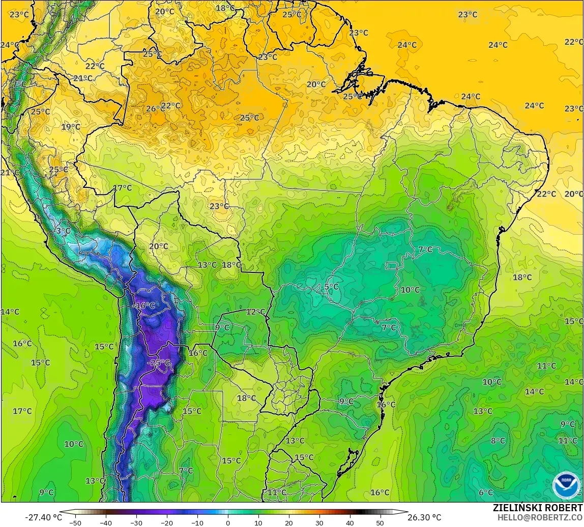 GFS modelo - Brasil, Punto de rocío a 2 m