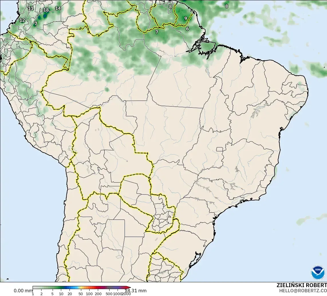 GFS modelo - Brasil, Acumulación de precipitación