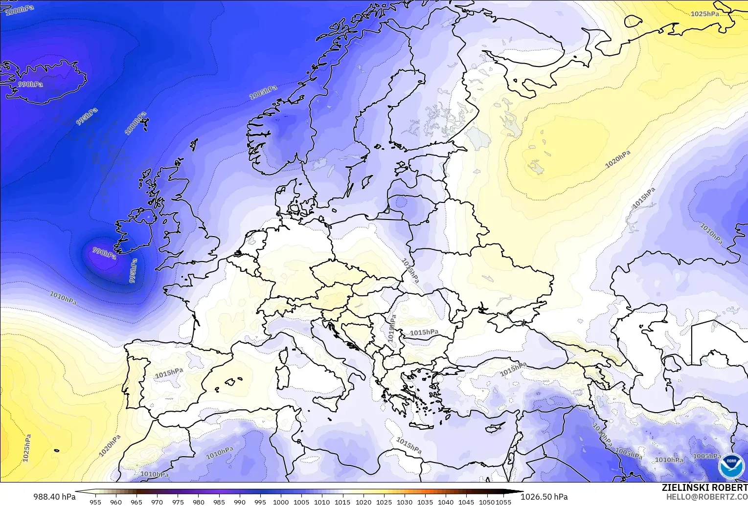 GFS modelo - Europa, Presión