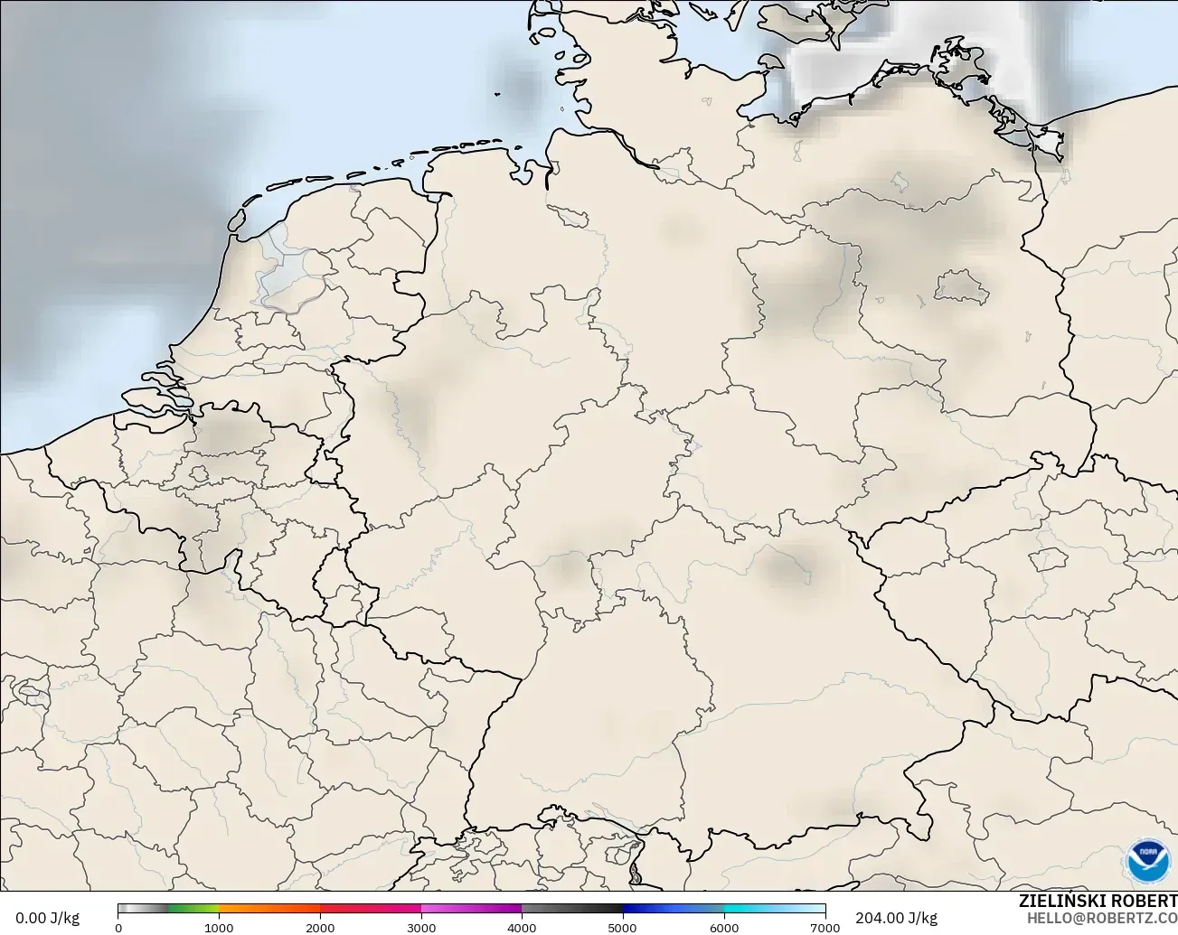 GFS modelo - Alemania, CAPE