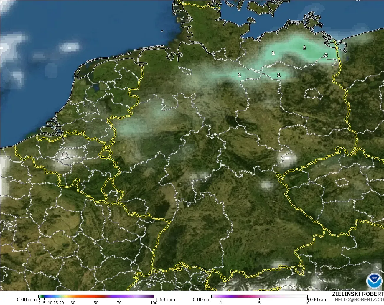 GFS modelo - Alemania, Precipitación, nubes y presión