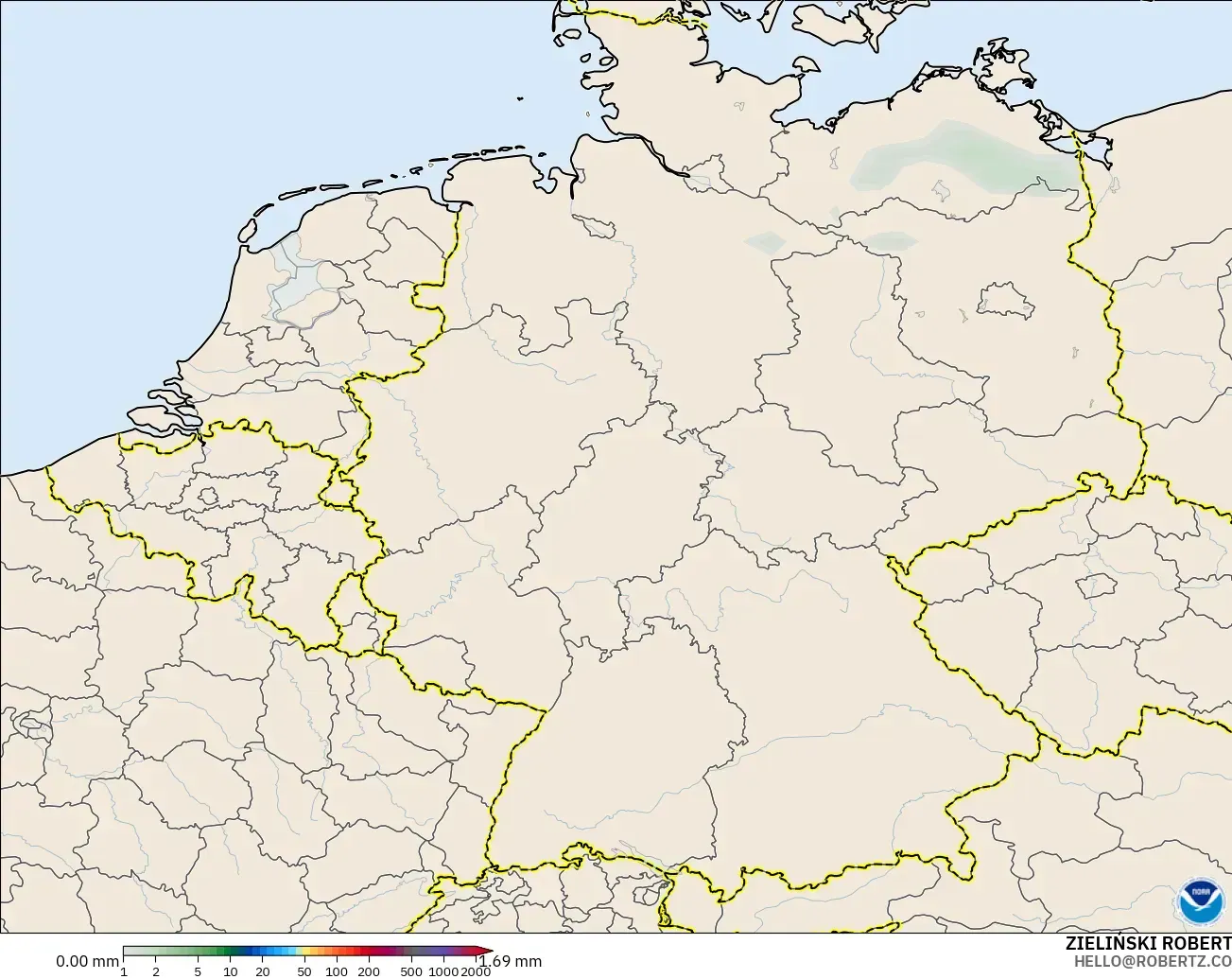 GFS modelo - Alemania, Acumulación de precipitación