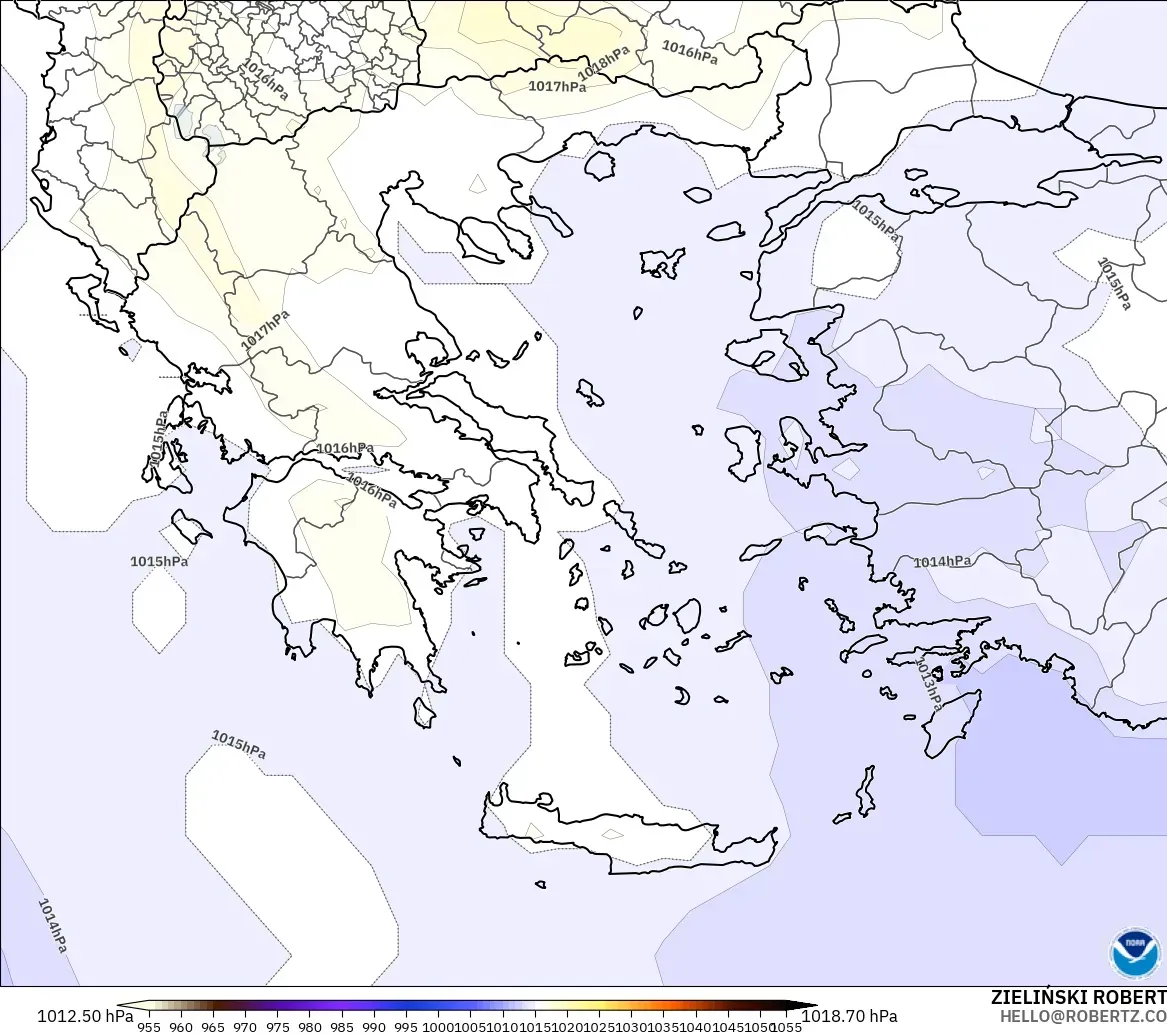 GFS modelo - Grecia, Presión