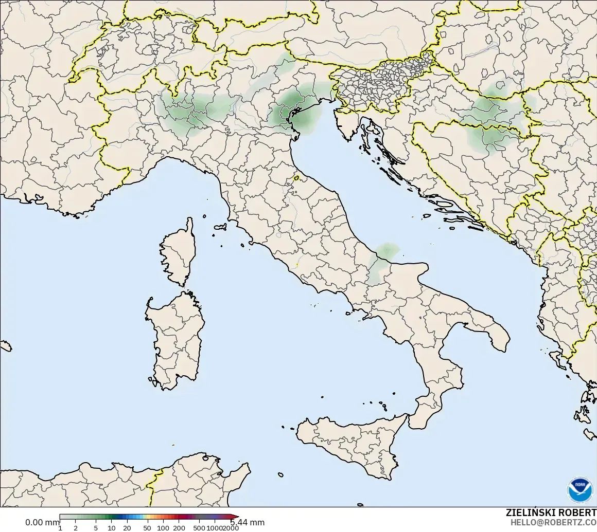 GFS modelo - Italia, Acumulación de precipitación