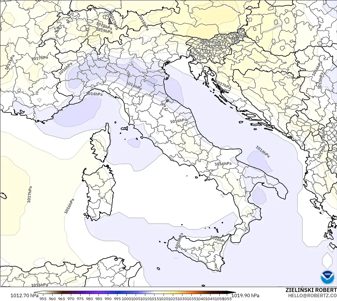 GFS modelo - Italia, Presión