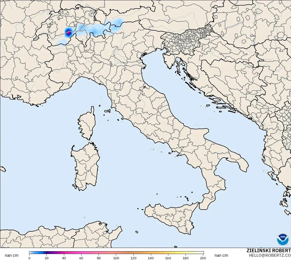 GFS modelo - Italia, Profundidad de nieve