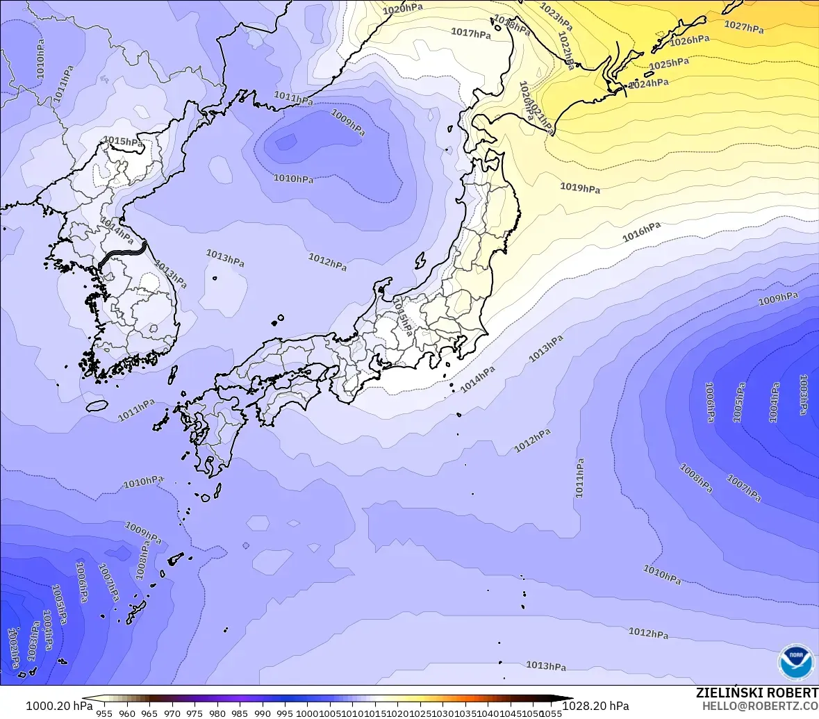 GFS modelo - Japón, Presión
