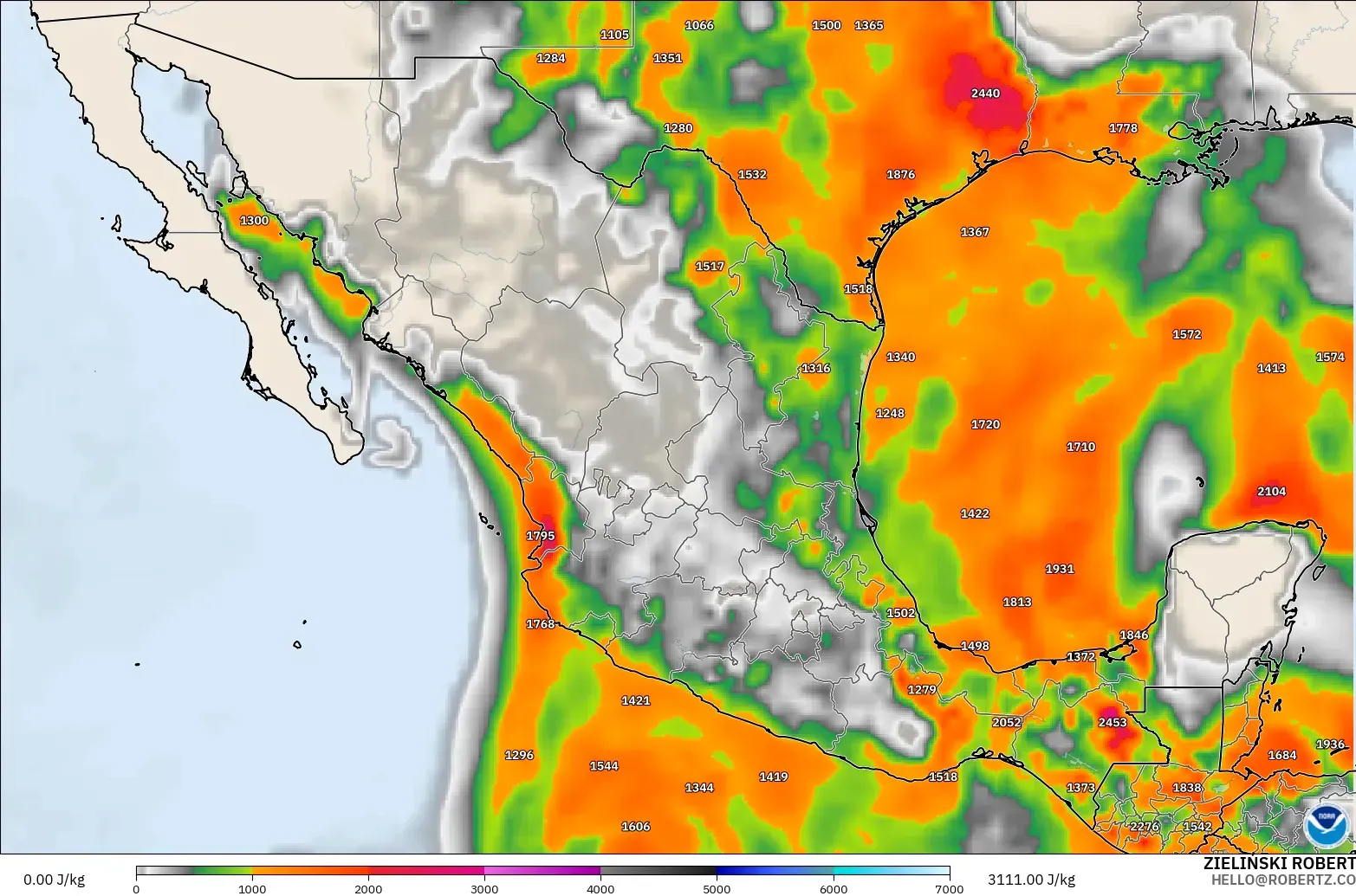 GFS modelo - México, CAPE