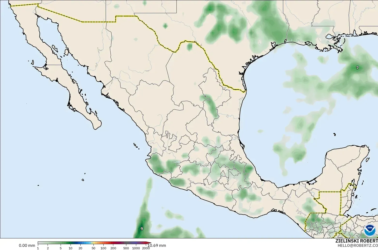 GFS modelo - México, Acumulación de precipitación