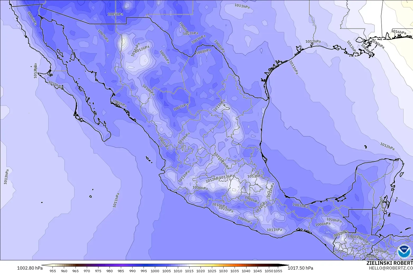 GFS modelo - México, Presión