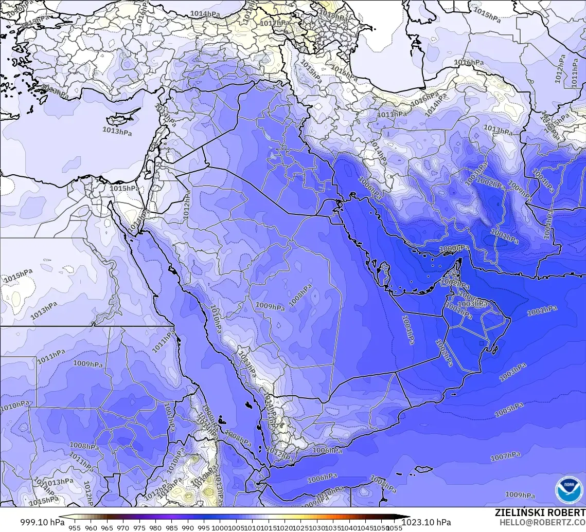 GFS modelo - Oriente Medio, Presión