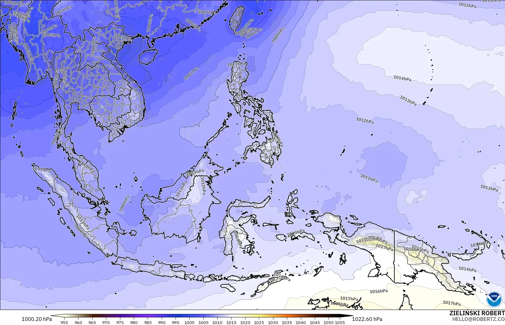 GFS modelo - Sudeste Asiático, Presión