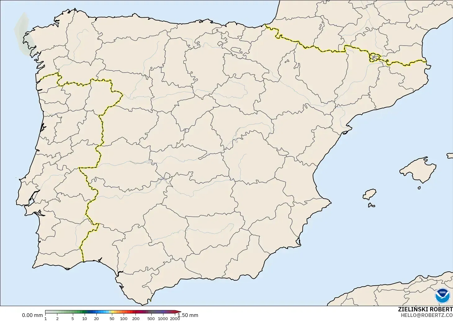 GFS modelo - España, Acumulación de precipitación