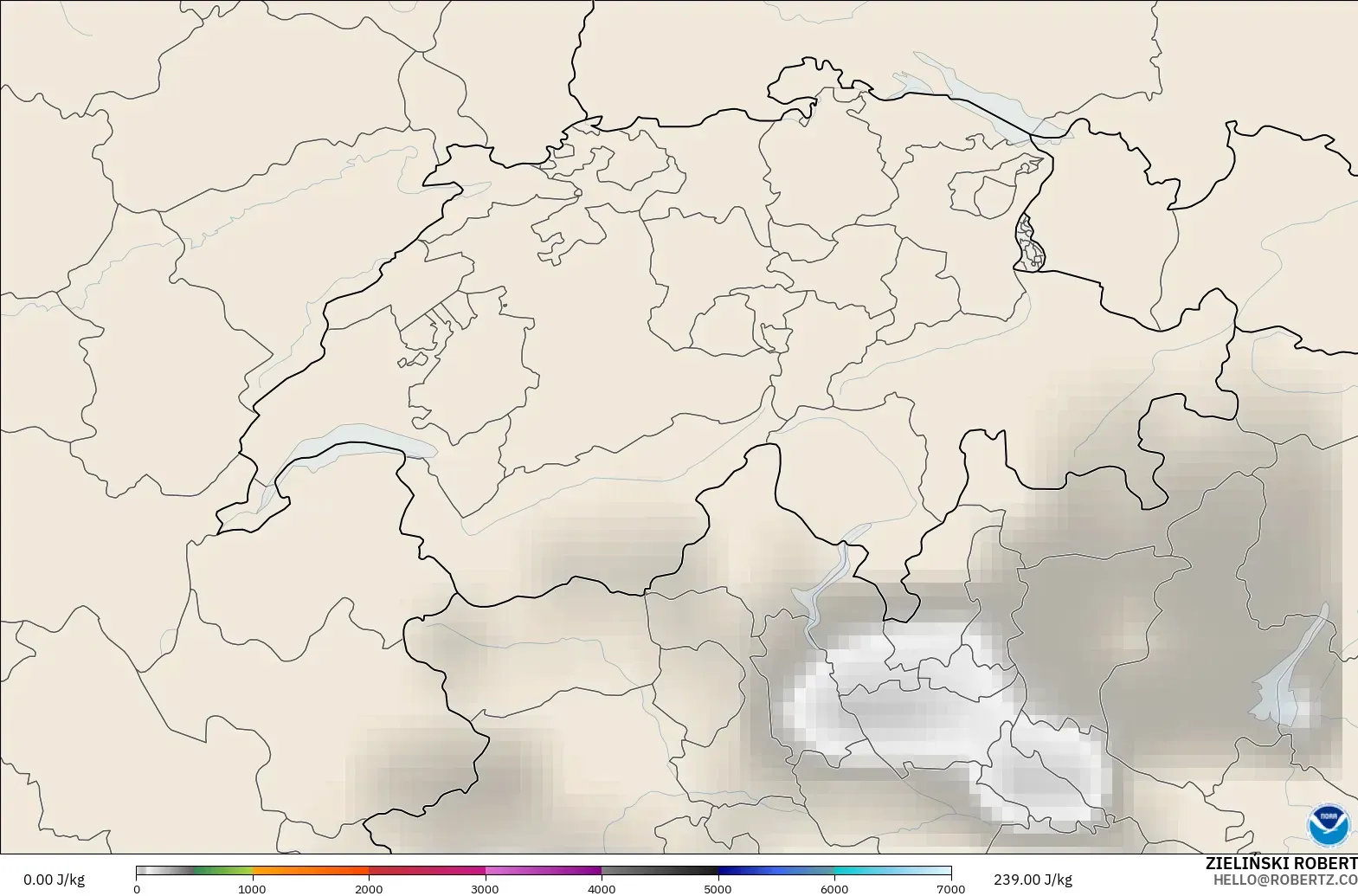GFS modelo - Suiza, CAPE