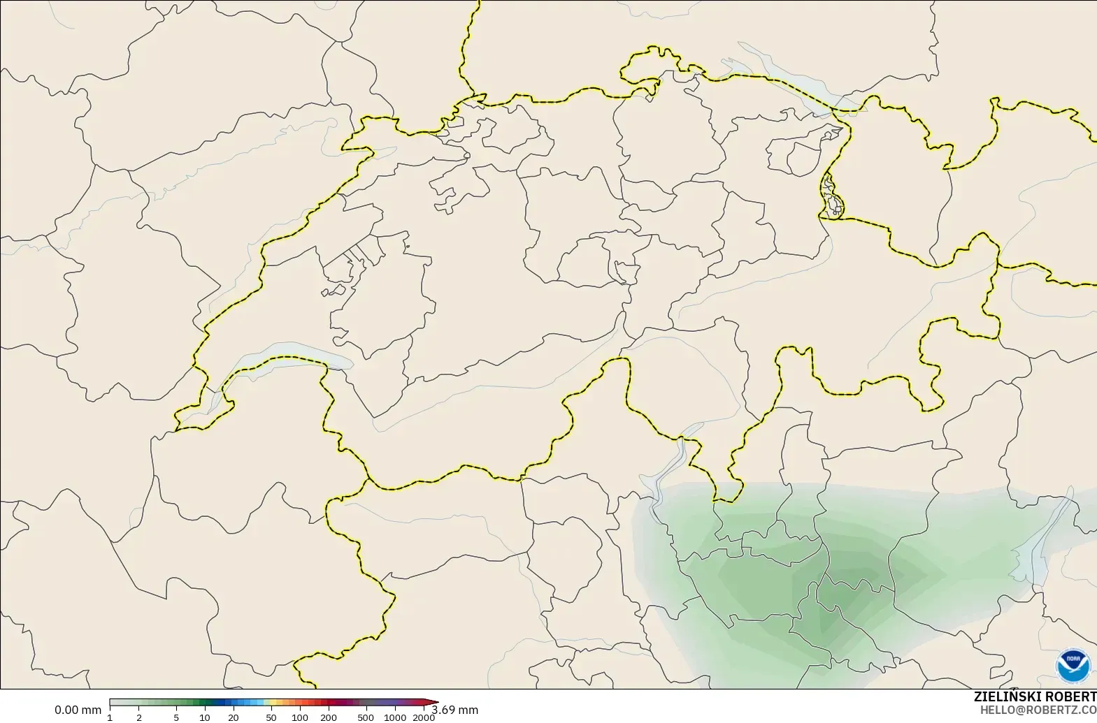 GFS modelo - Suiza, Acumulación de precipitación
