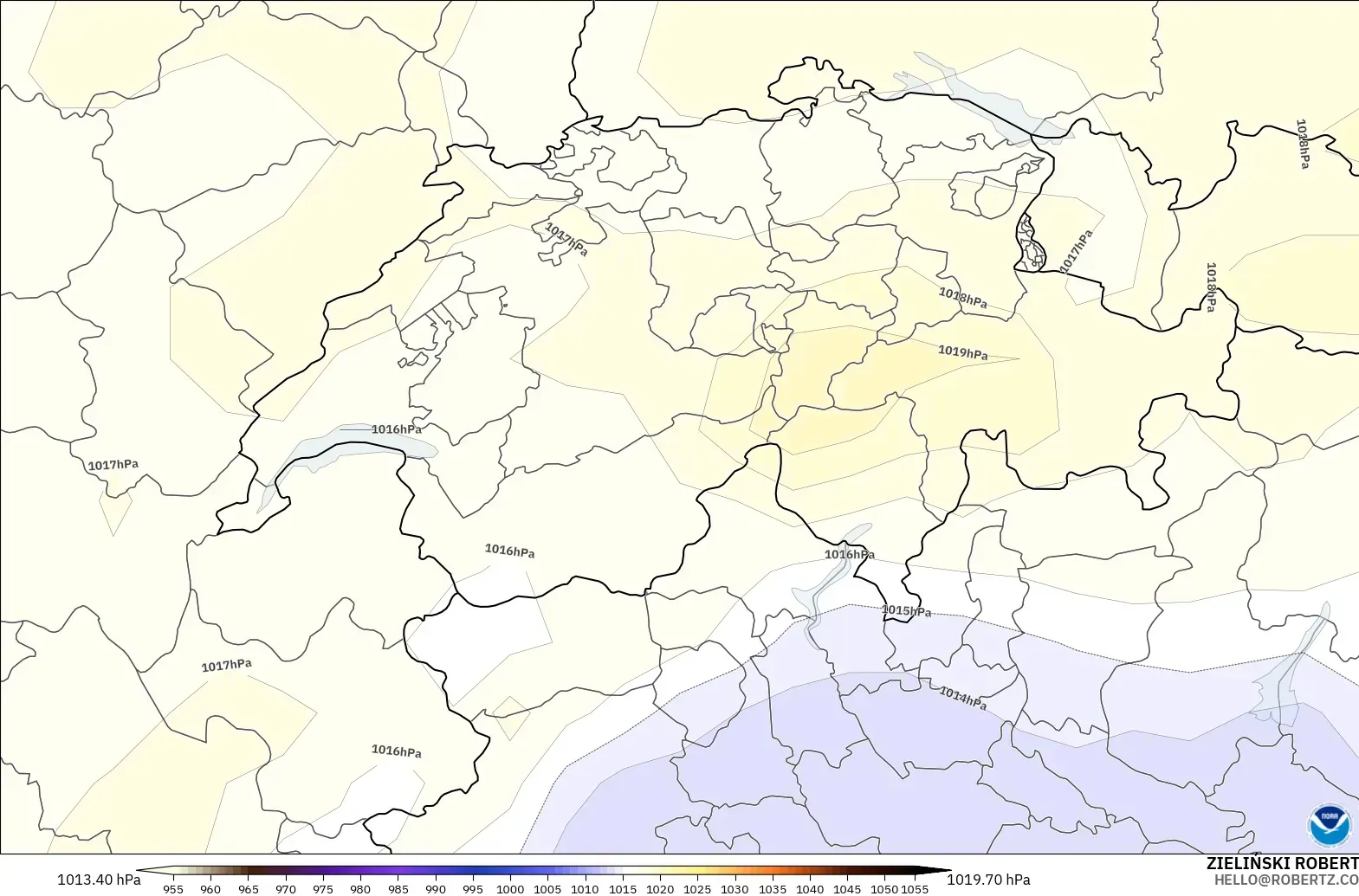 GFS modelo - Suiza, Presión