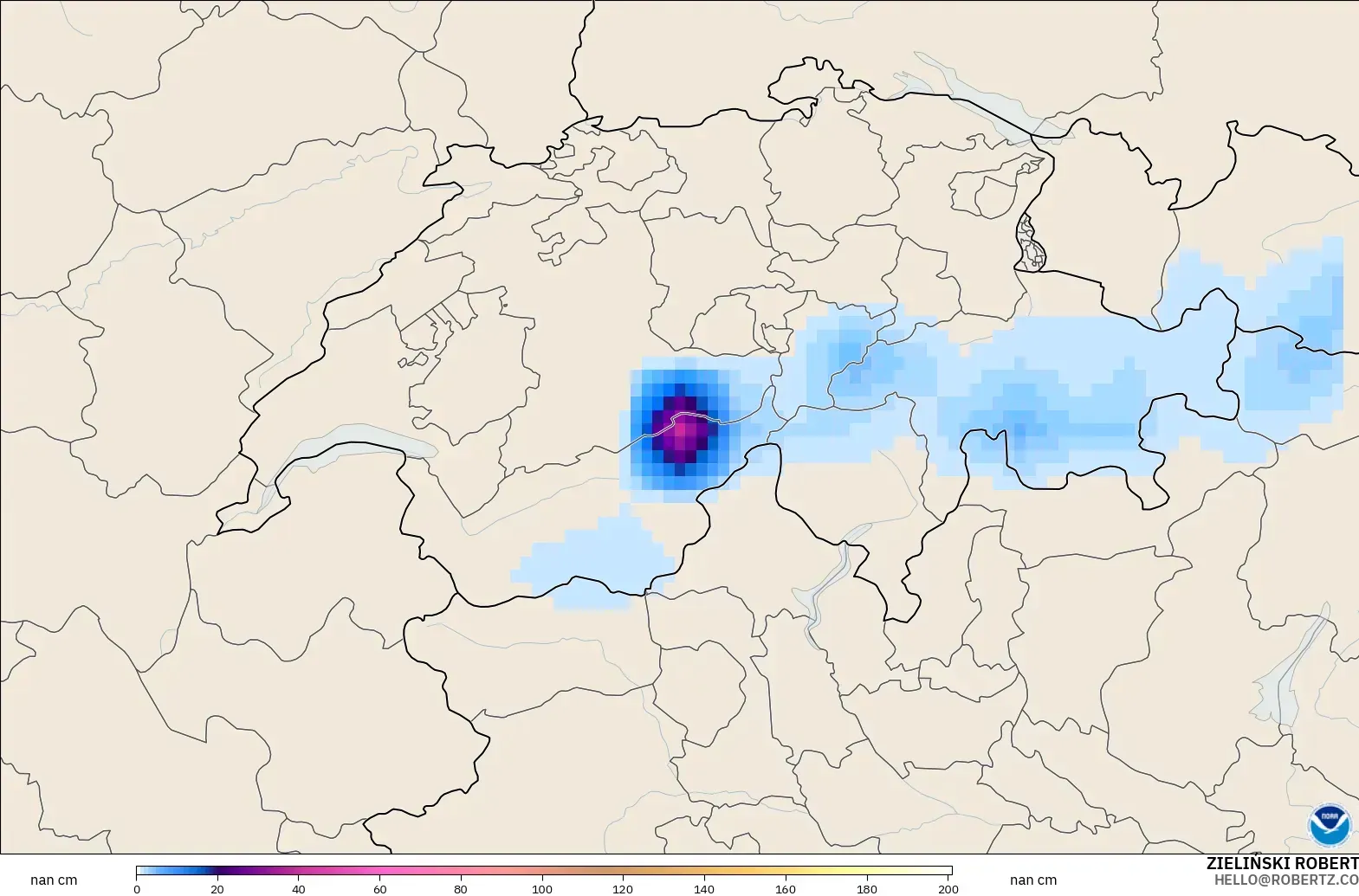 GFS modelo - Suiza, Profundidad de nieve