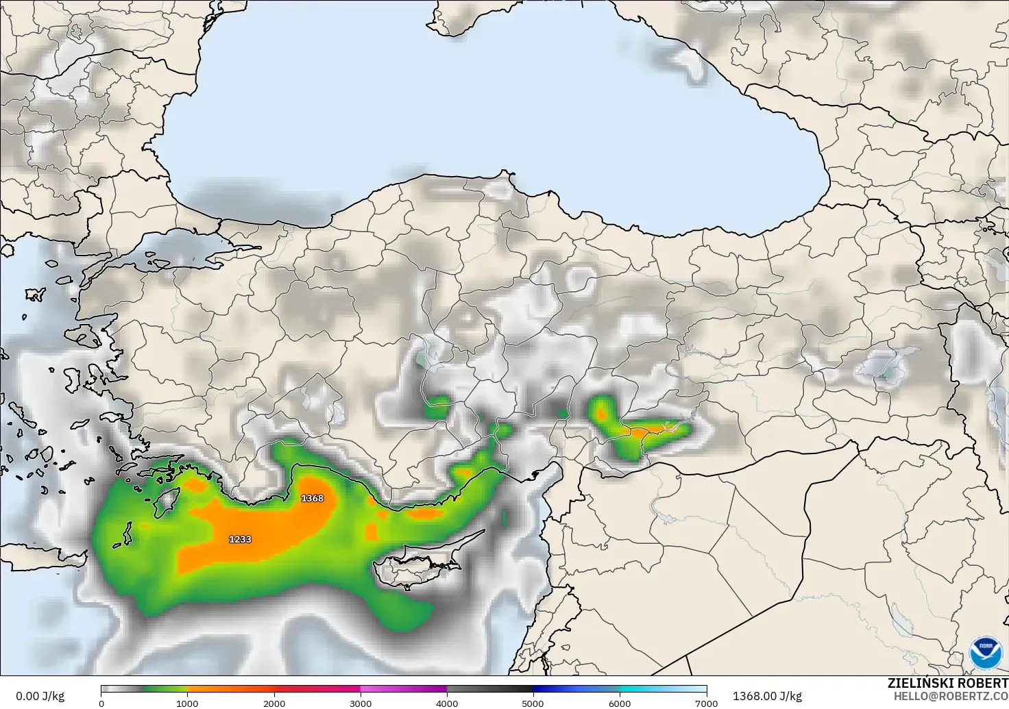 GFS modelo - Turquía, CAPE