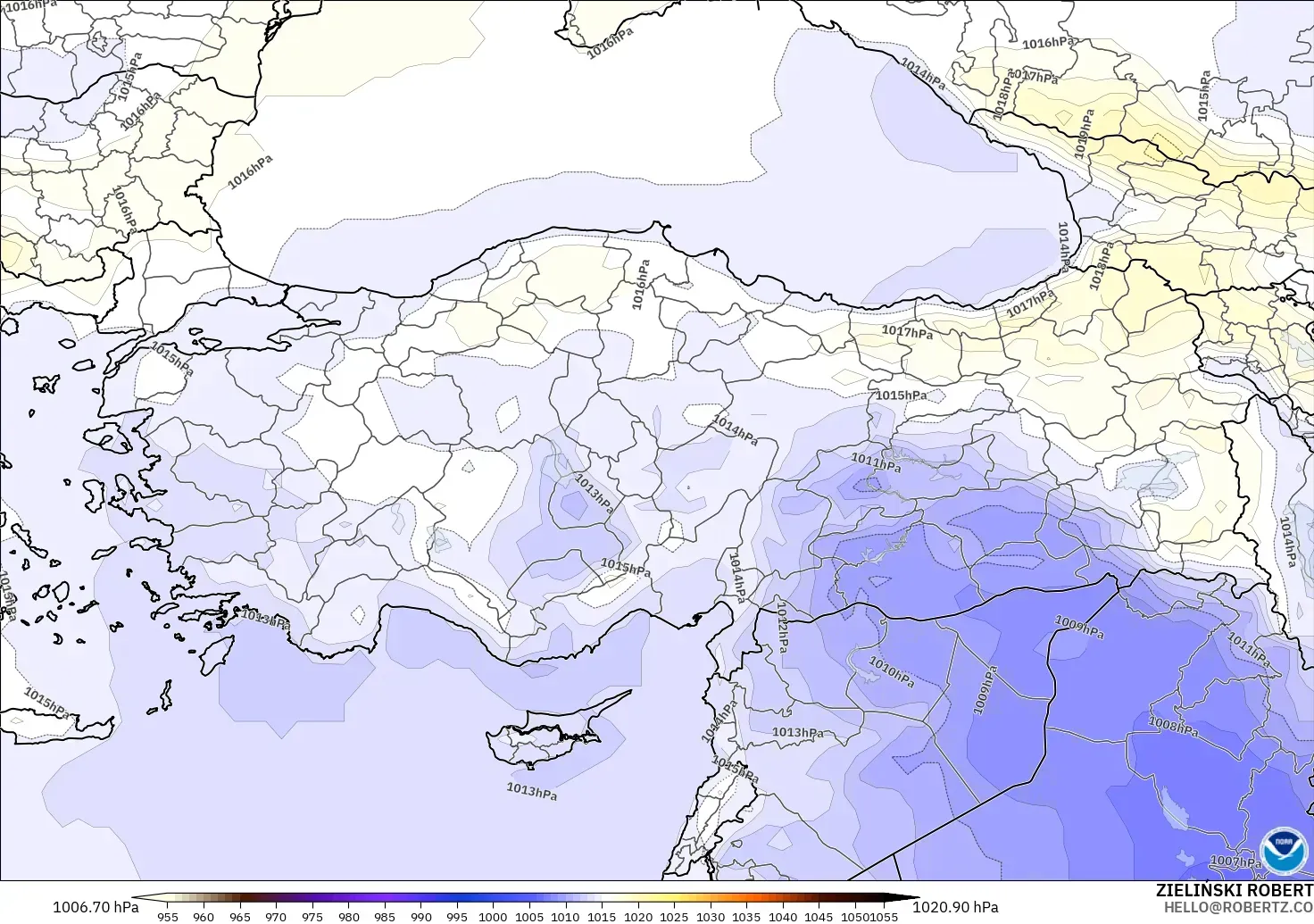 GFS modelo - Turquía, Presión