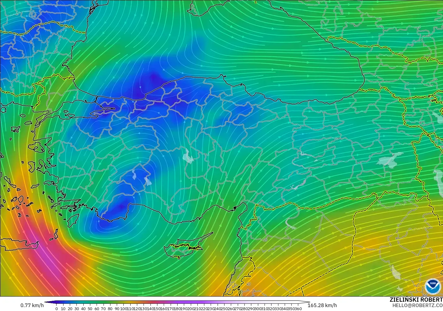 GFS modelo - Turquía, Viento a 300 hPa (corriente en chorro)