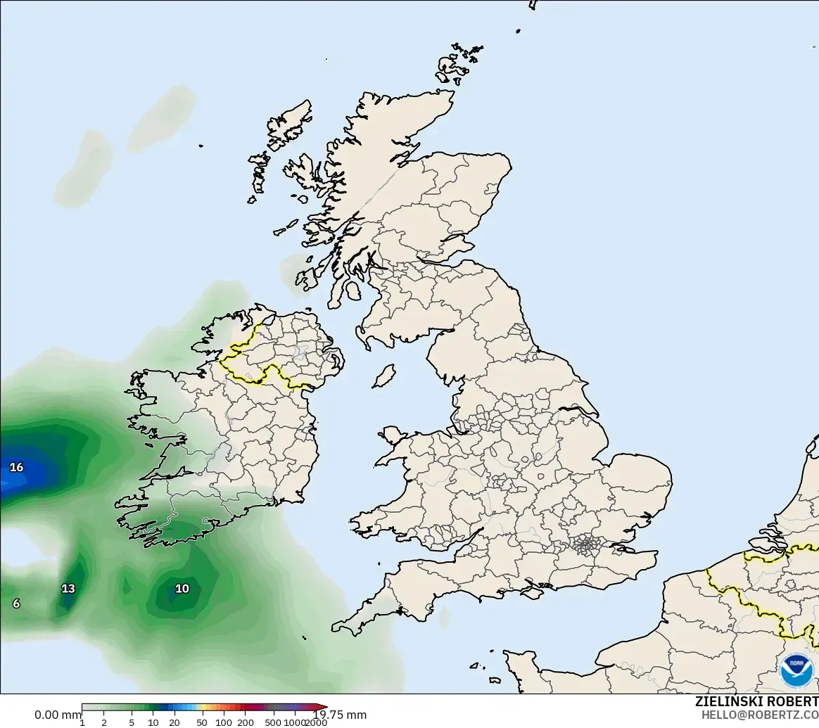 GFS modelo - Reino Unido, Acumulación de precipitación