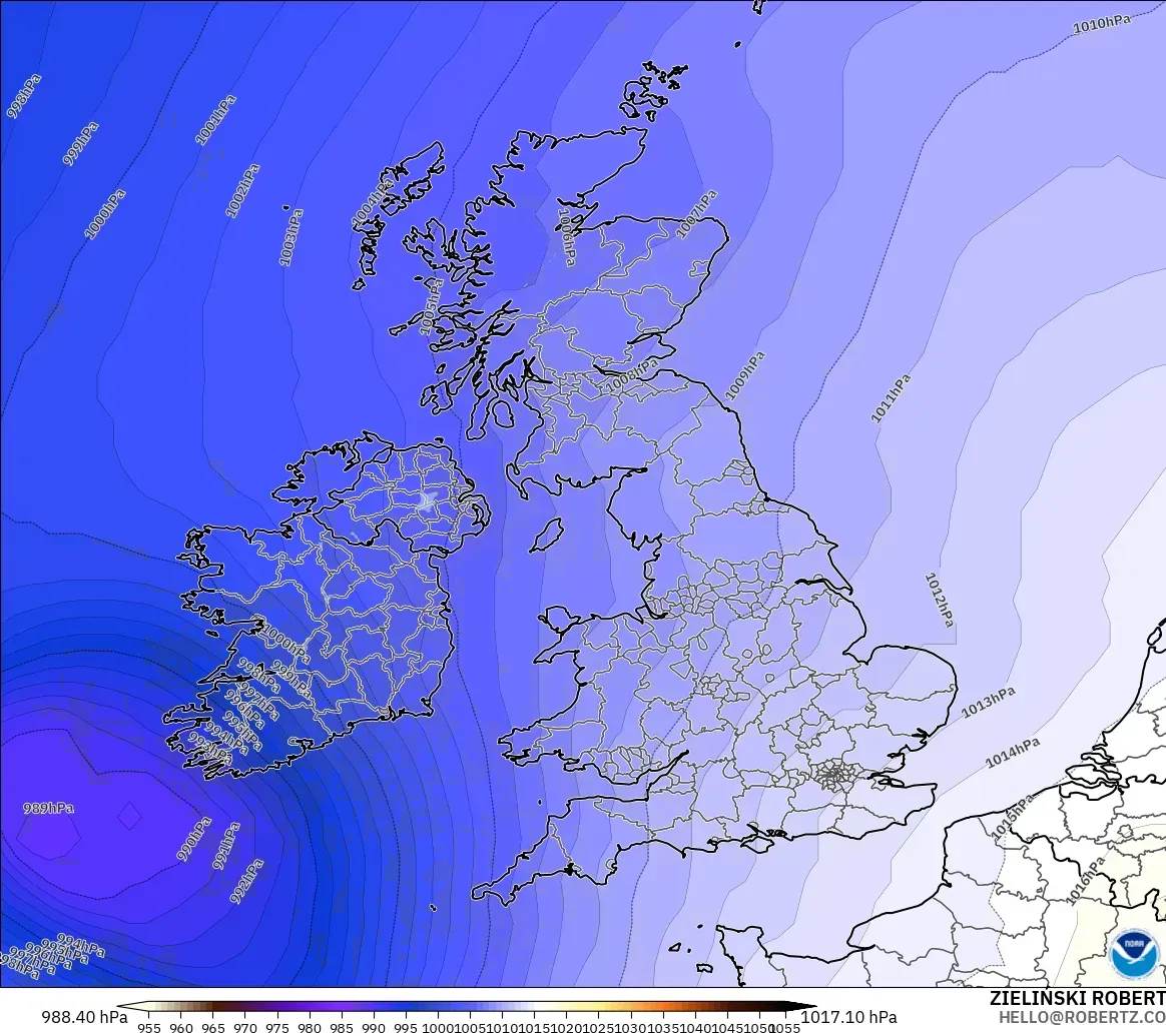 GFS modelo - Reino Unido, Presión