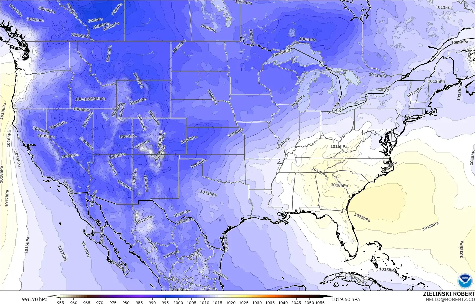 GFS modelo - Estados Unidos, Presión