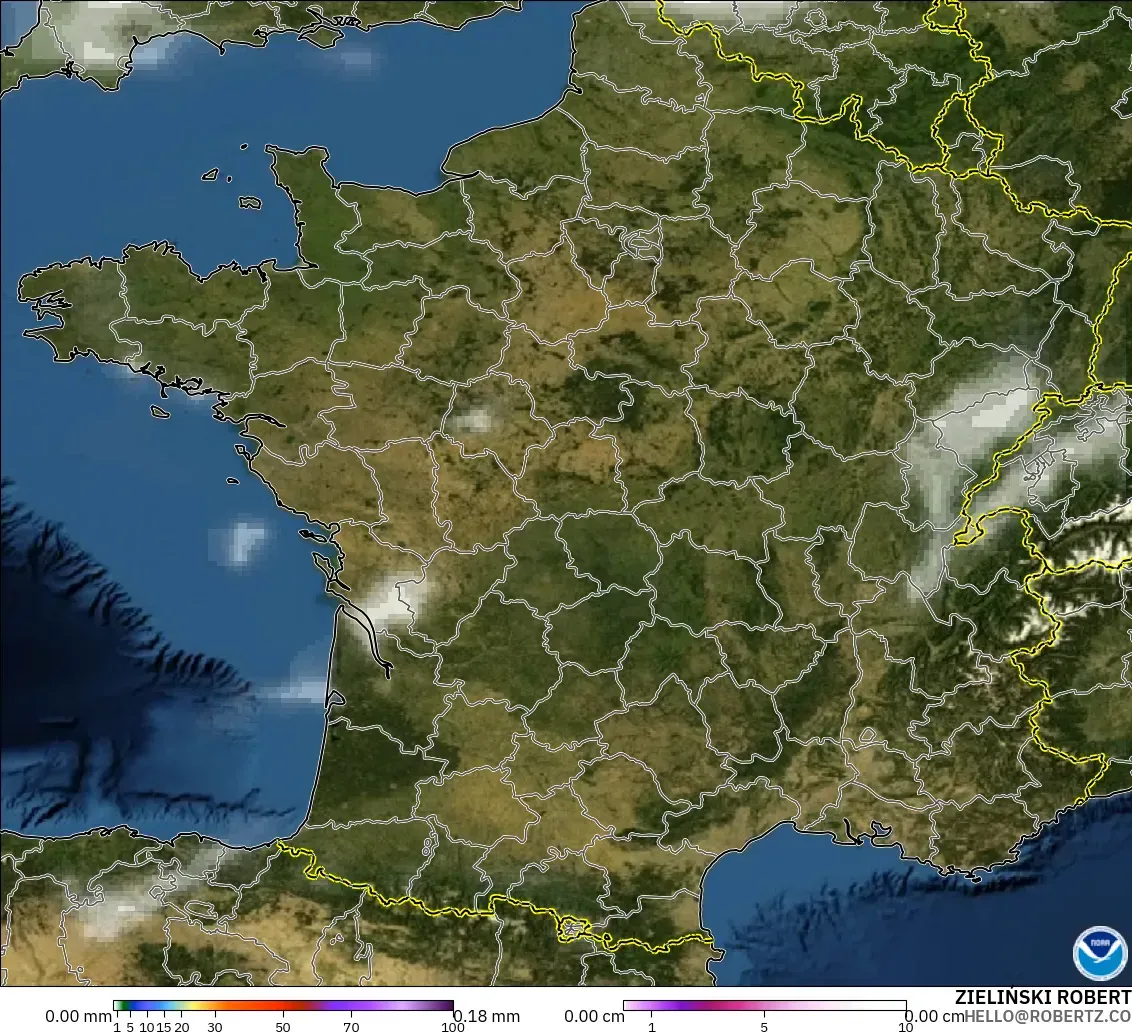GFS modelo - Francia, Precipitación, nubes y presión