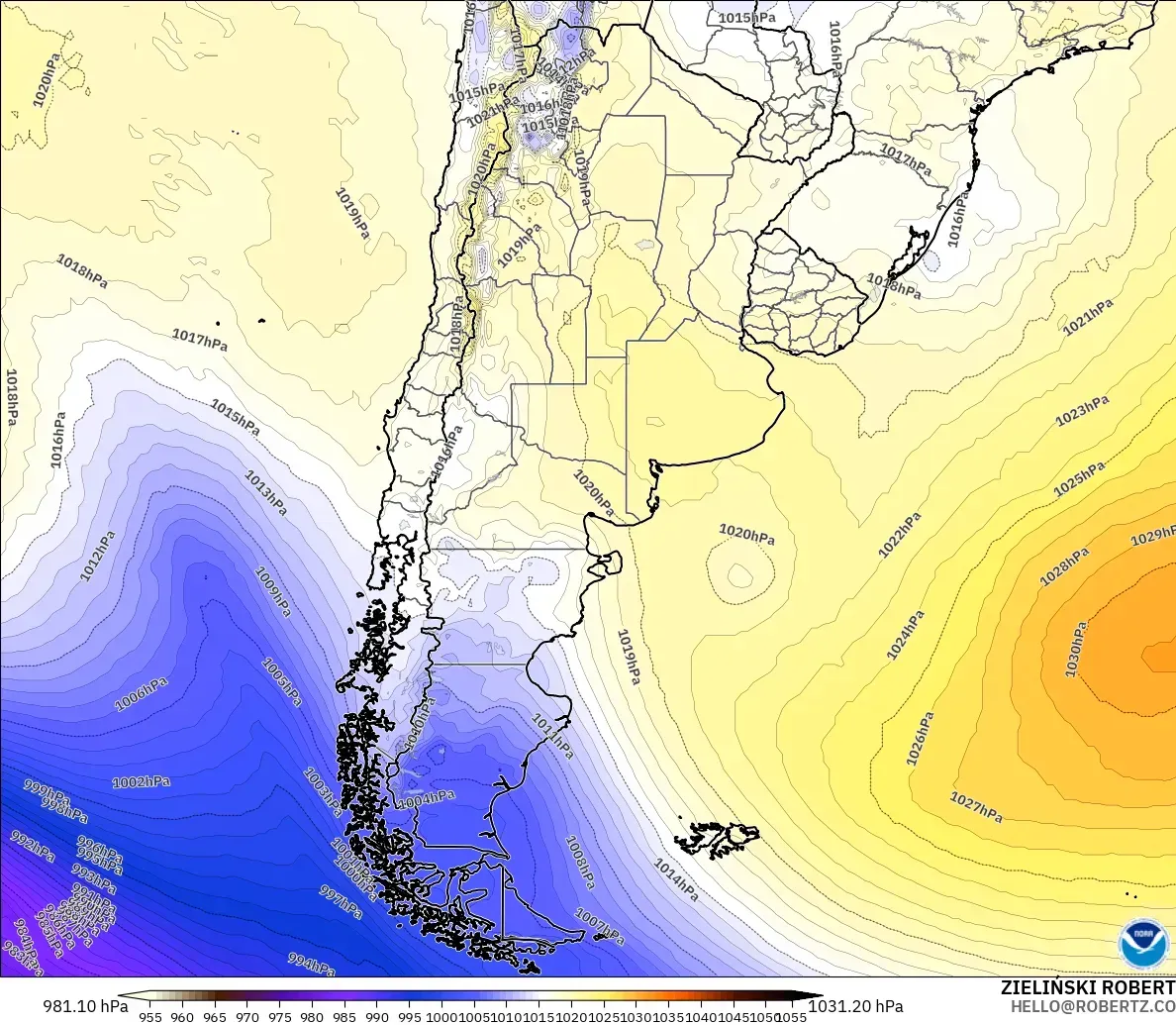 GFS modelo - Argentina, Presión