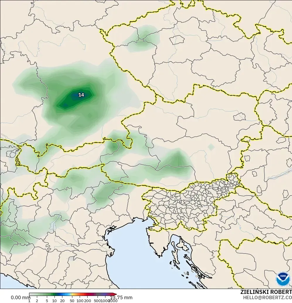 GFS modelo - Austria, Acumulación de precipitación