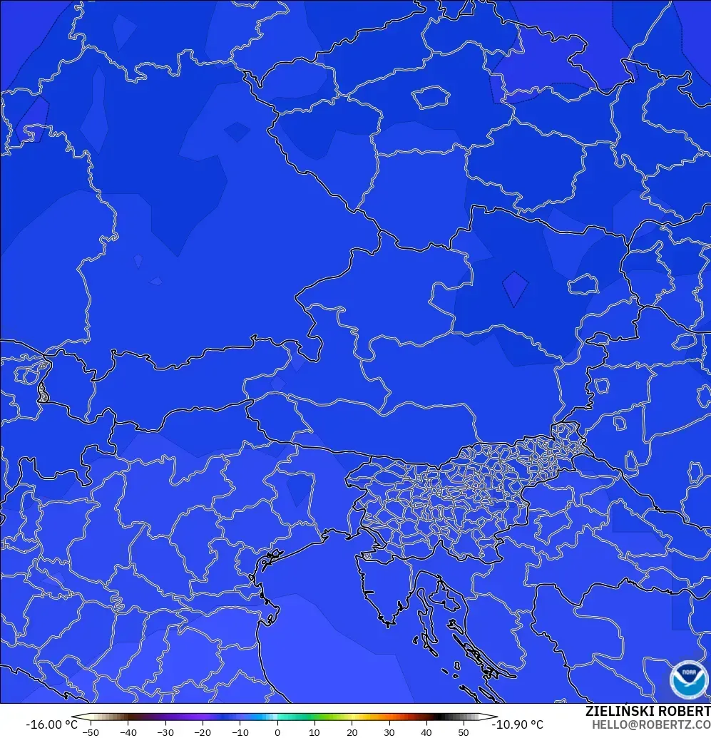 GFS modelo - Austria, Temperatura a 500 hPa