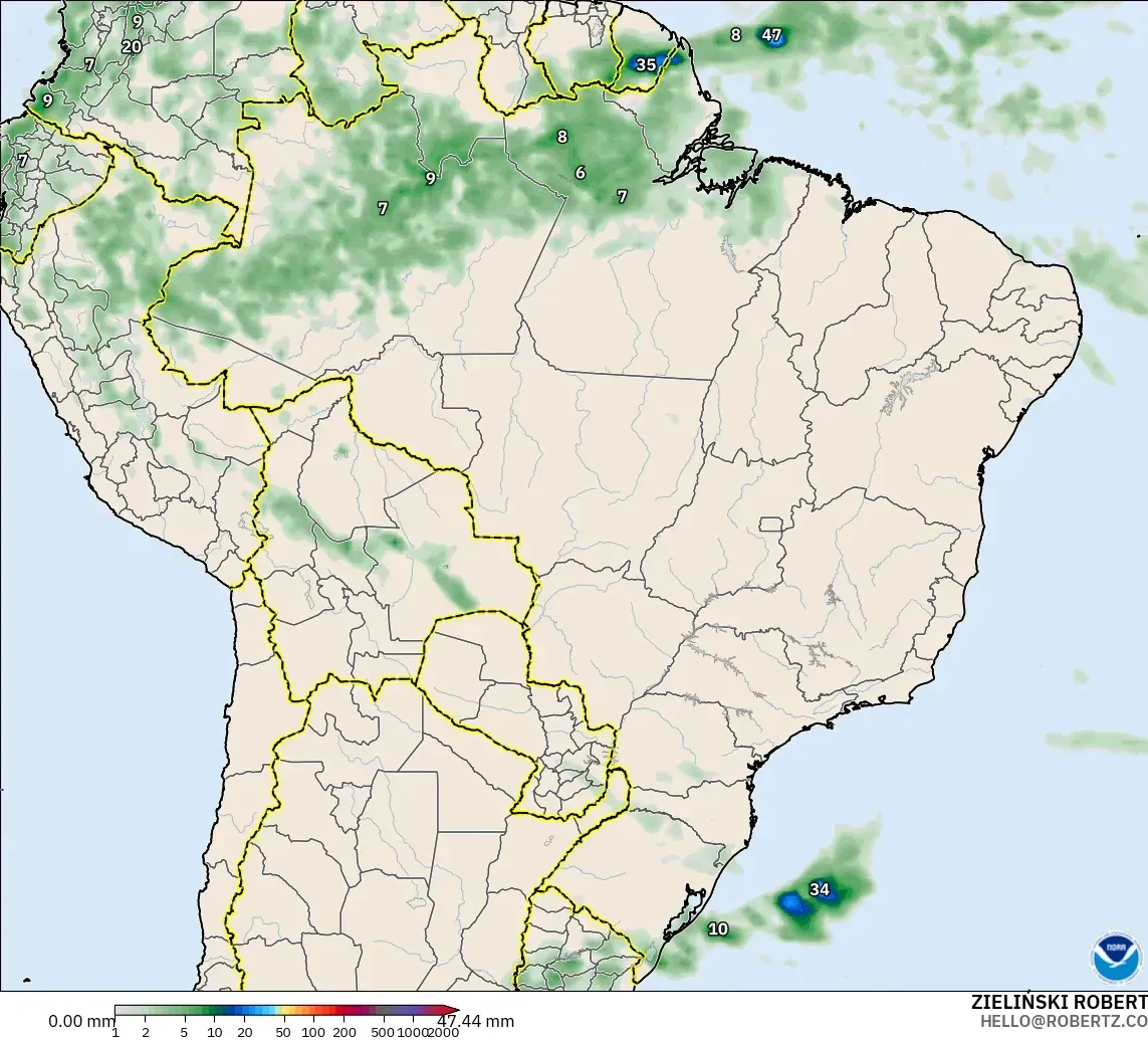 GFS modelo - Brasil, Acumulación de precipitación