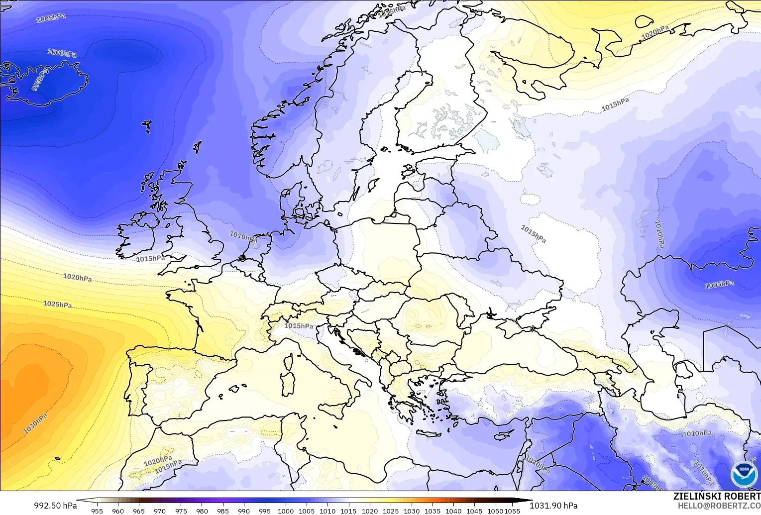 GFS modelo - Europa, Presión