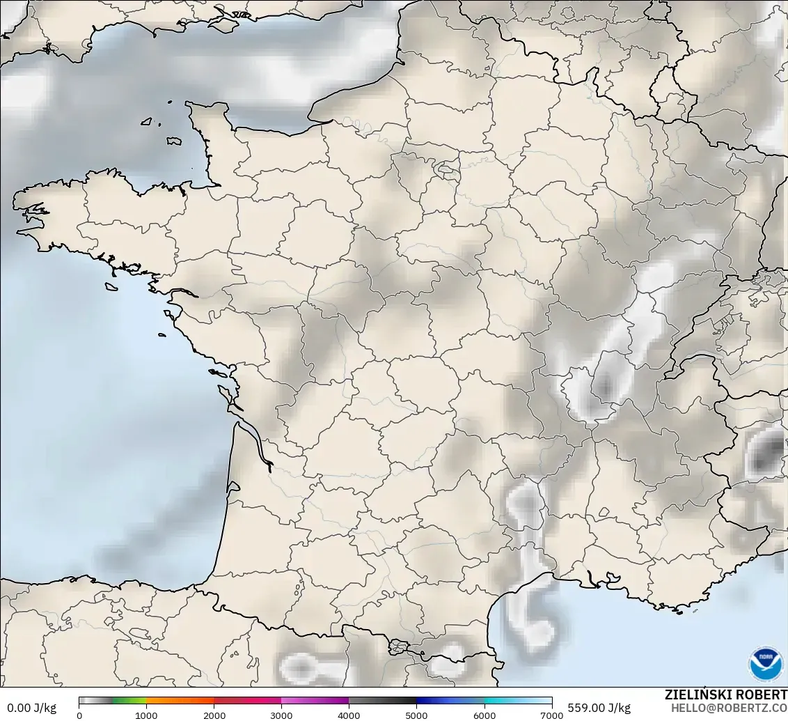 GFS modelo - Francia, CAPE