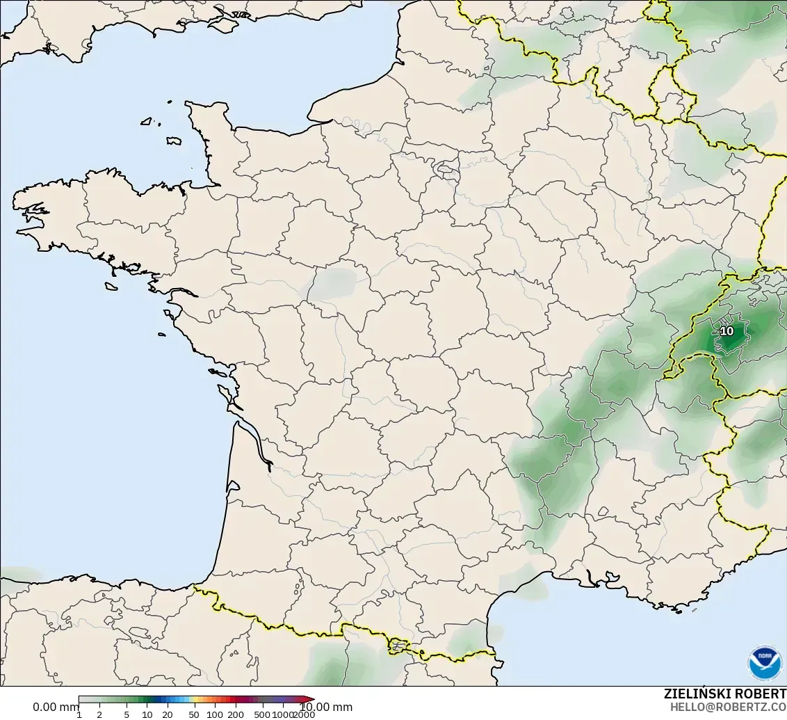 GFS modelo - Francia, Acumulación de precipitación