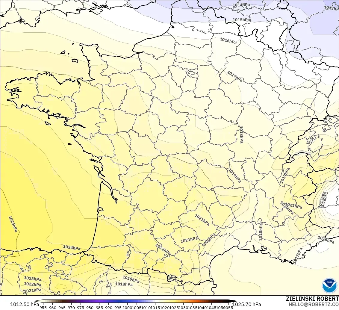 GFS modelo - Francia, Presión
