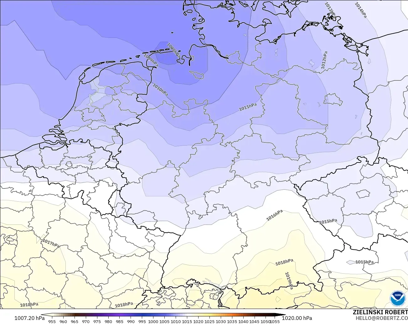 GFS modelo - Alemania, Presión