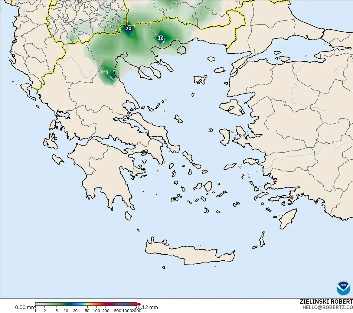 GFS modelo - Grecia, Acumulación de precipitación