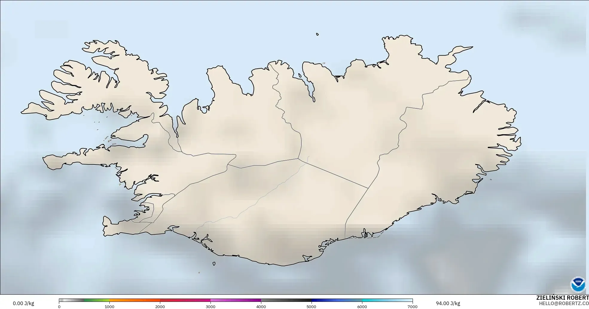 GFS modelo - Islandia, CAPE