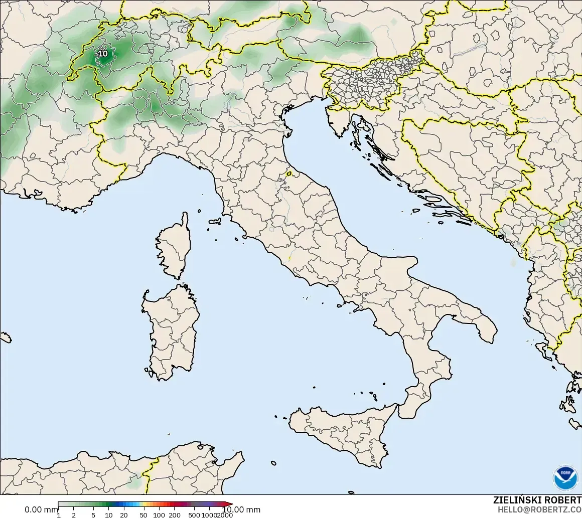 GFS modelo - Italia, Acumulación de precipitación
