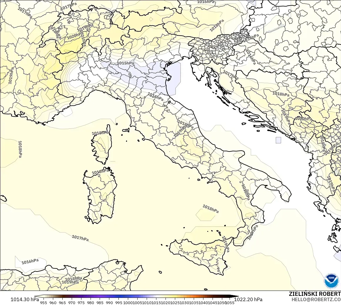 GFS modelo - Italia, Presión