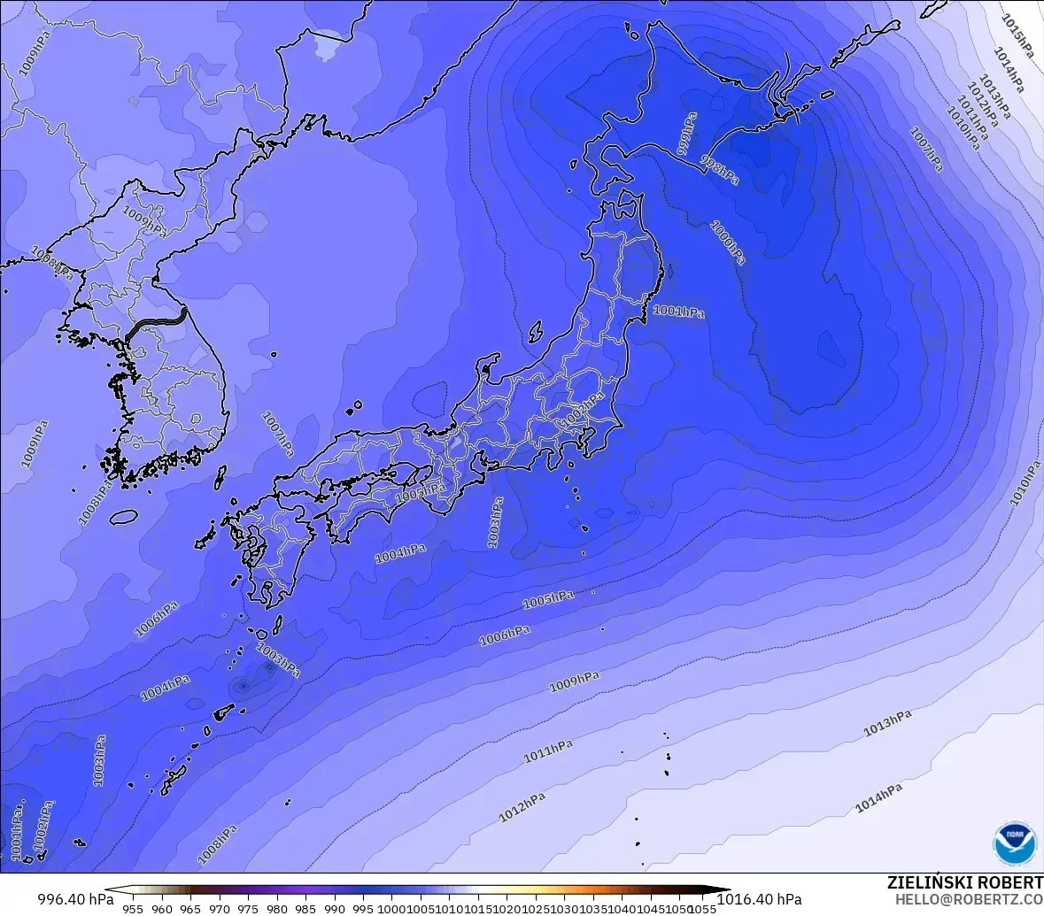 GFS modelo - Japón, Presión