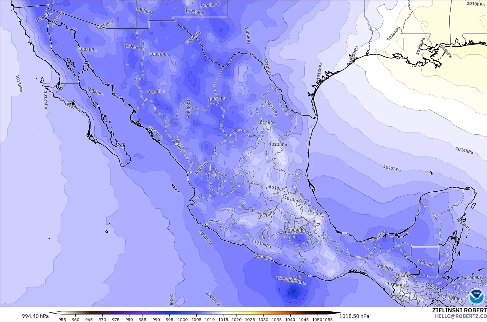 GFS modelo - México, Presión